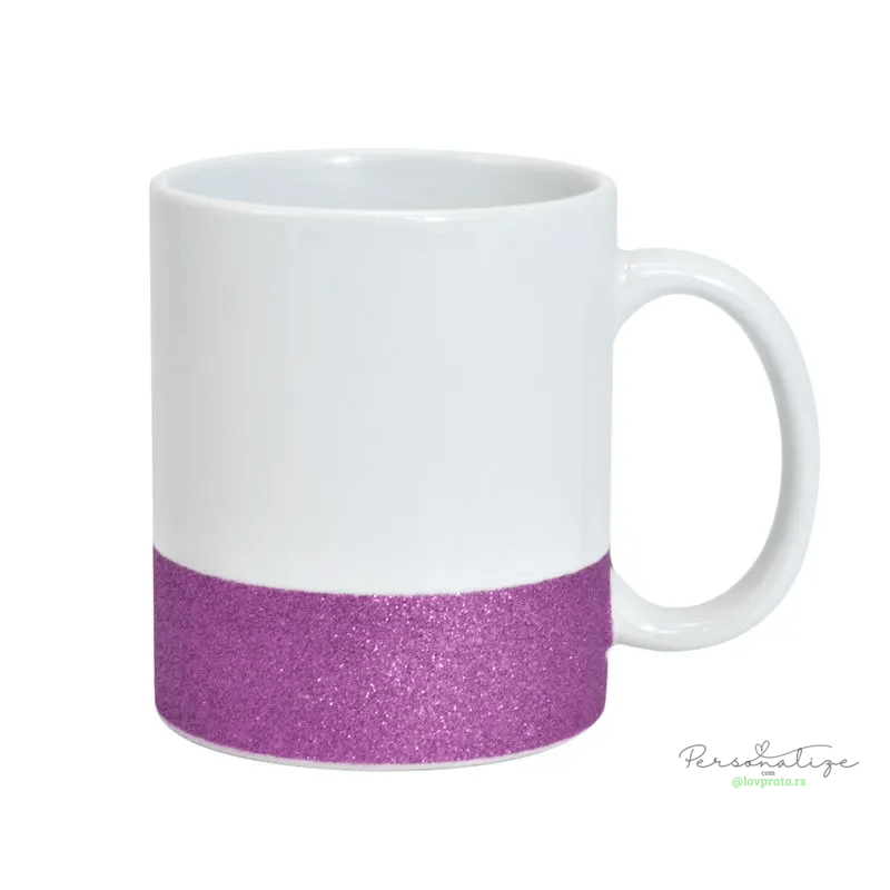 Caneca de Cerâmica Base Glitter Lilás lovprata