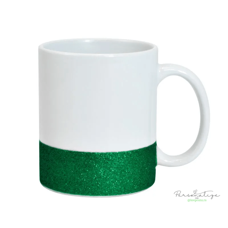 Caneca de Cerâmica Base Glitter Verde lovprata