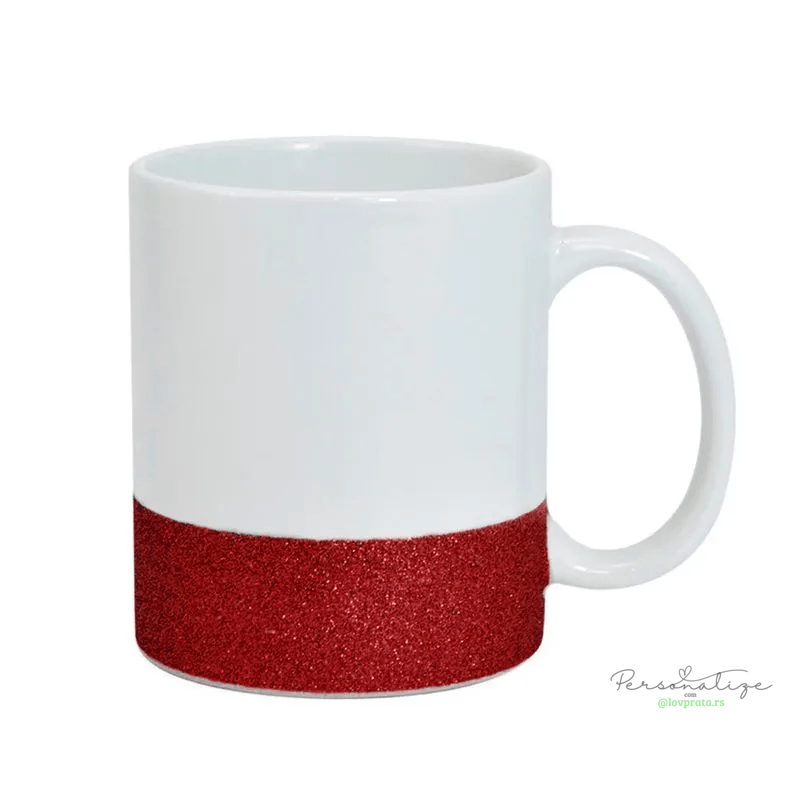 Caneca de Cerâmica Base Glitter Vermelha lovprata