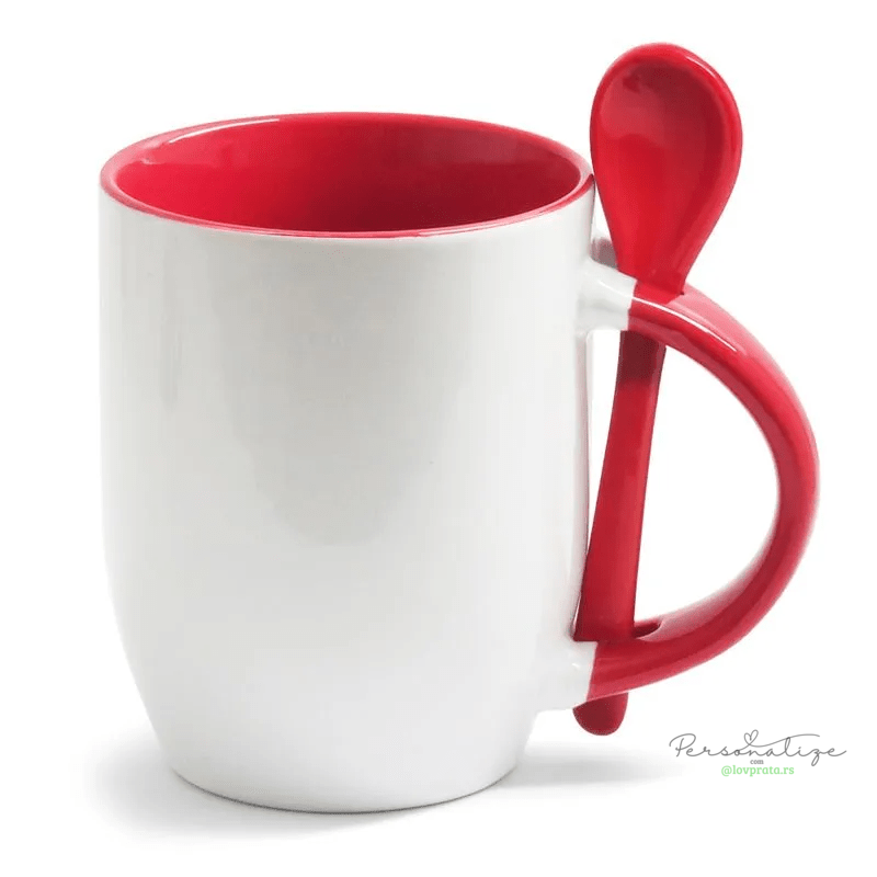 Cerâmica Alça Colher Interior Vermelho 325ml lovprata