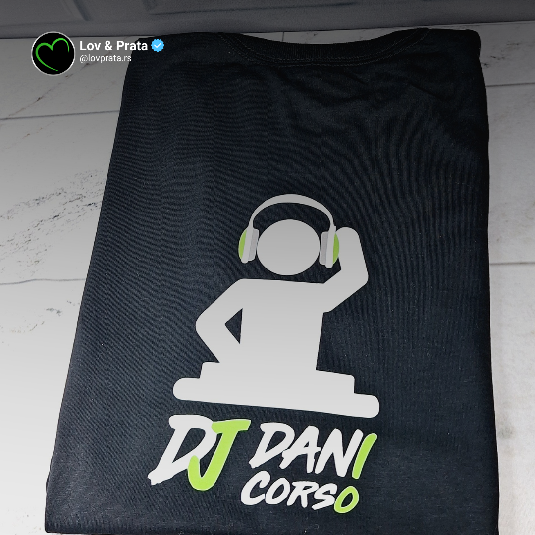 Camiseta de Algodão Vortex Preta Masculina Personalizada Costas