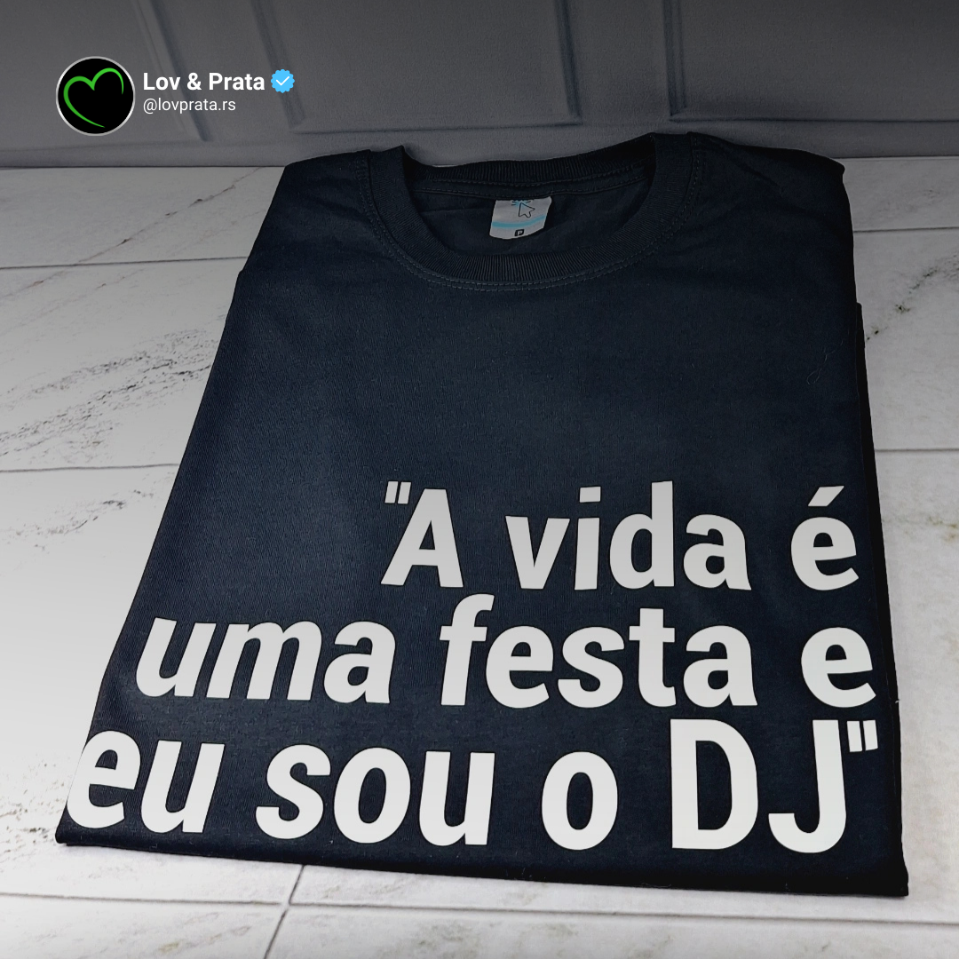 Camiseta de Algodão Vortex Preta Masculina Personalizada Frente